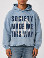 "Society" Vintage Washed Hoodie (Blue)