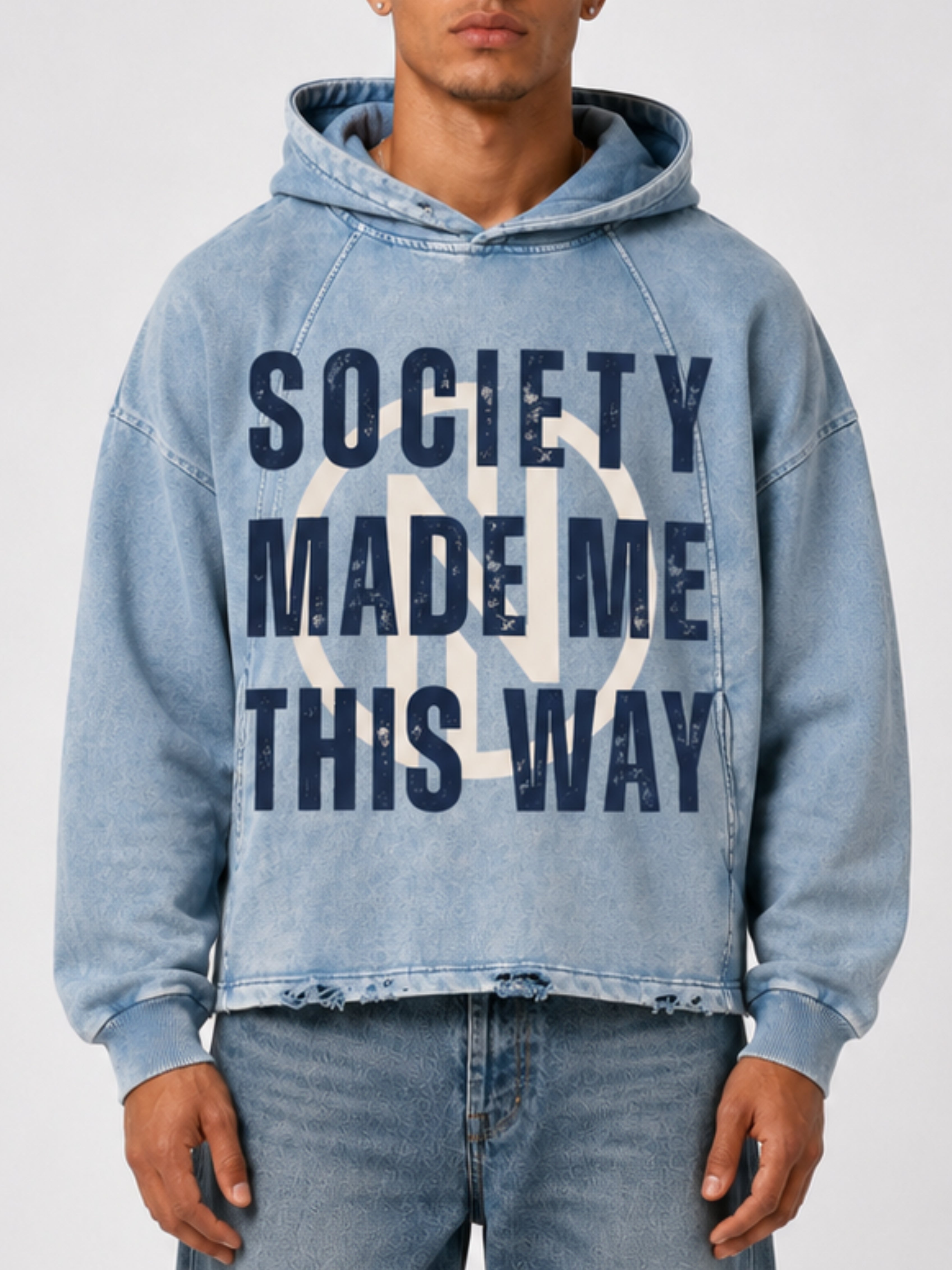 "Society" Vintage Washed Hoodie (Blue)