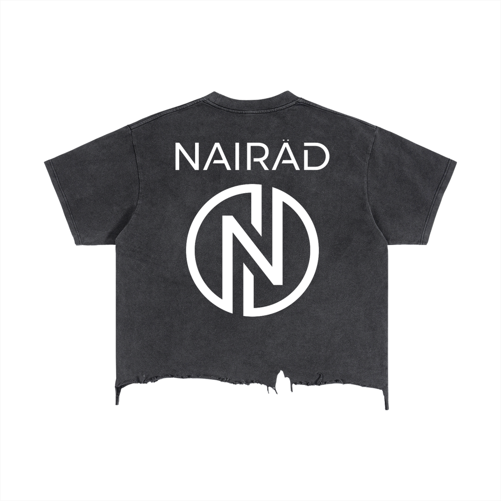 "Society" Washed Boxy Distressed T-Shirt (Black)