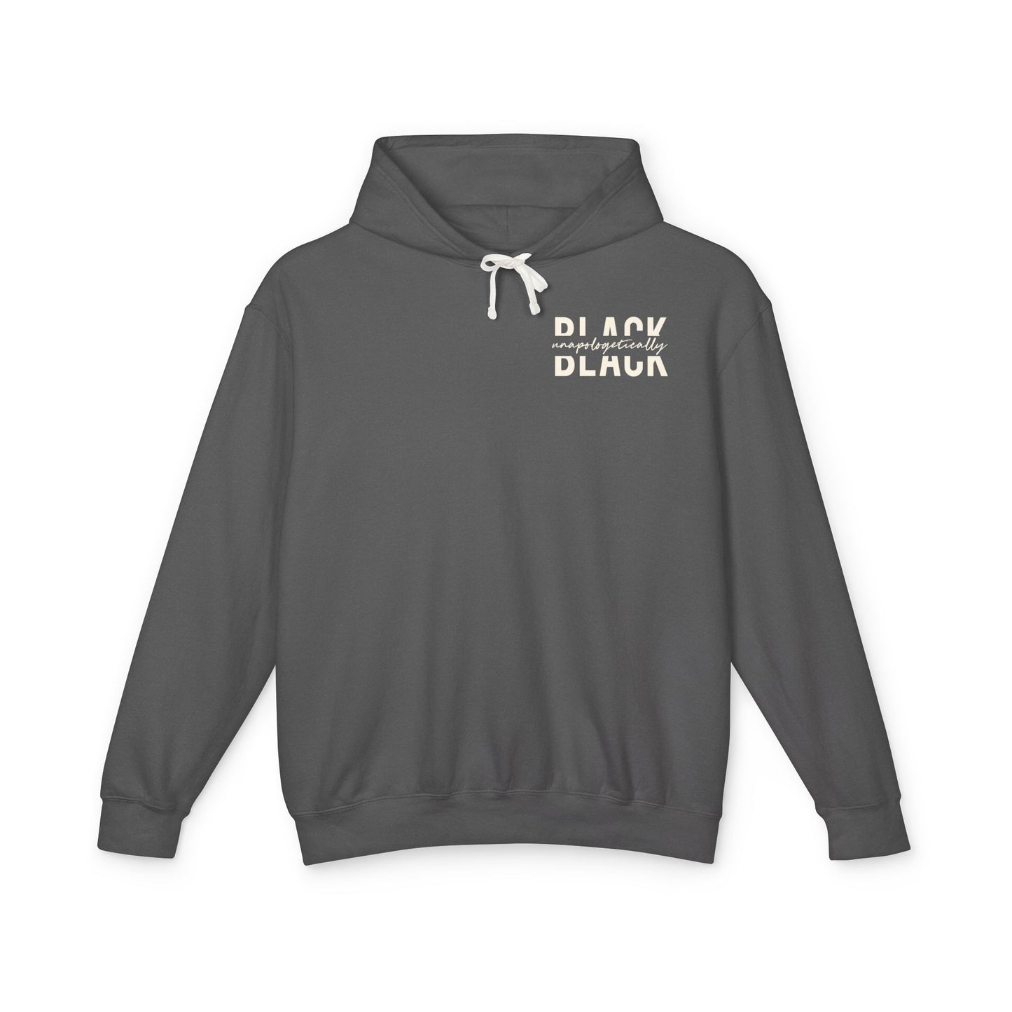 "Unapologetically Black" Lightweight Hoodie (Pepper/Ivory)