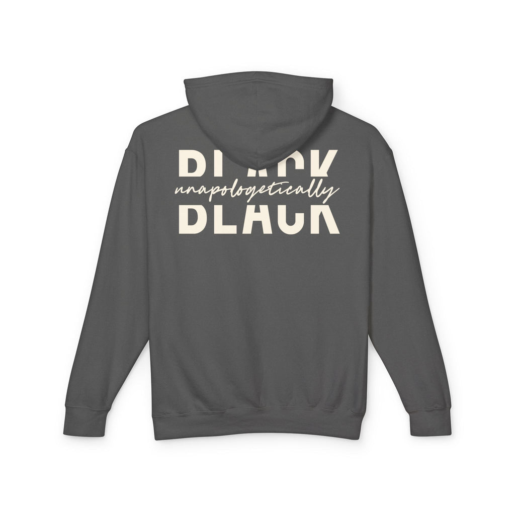 "Unapologetically Black" Lightweight Hoodie (Pepper/Ivory)