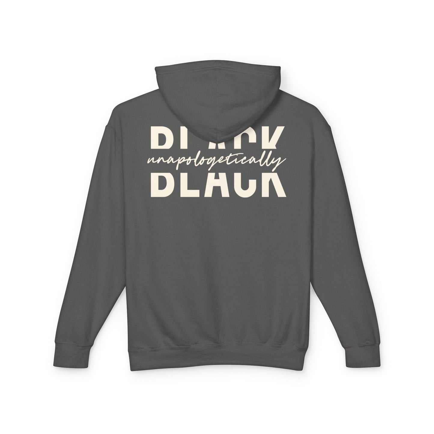 "Unapologetically Black" Lightweight Hoodie (Pepper/Ivory)