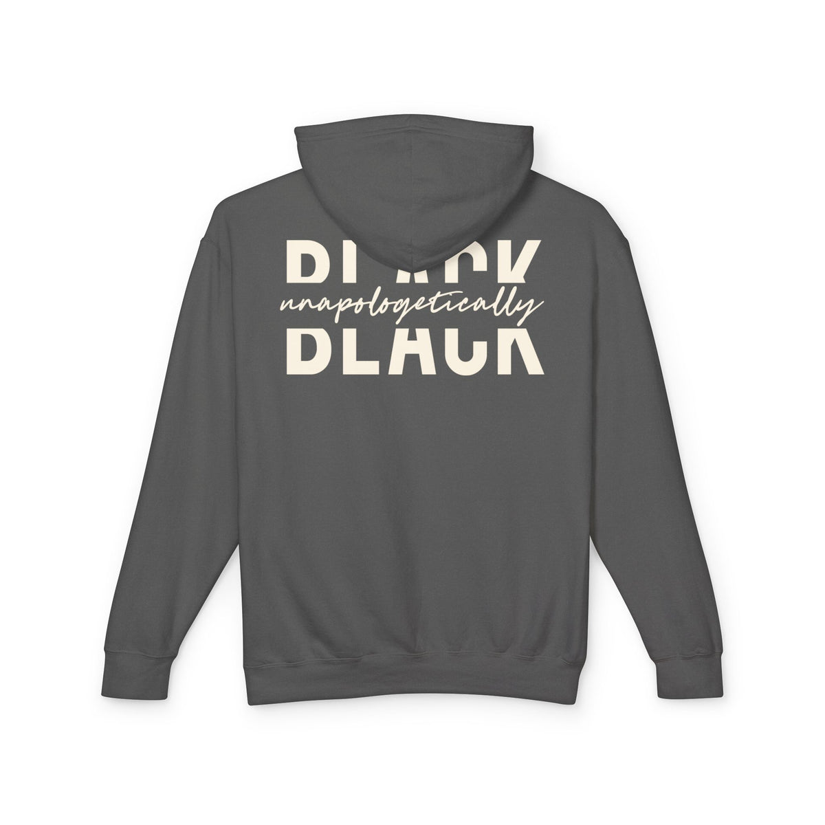 "Unapologetically Black" Lightweight Hoodie (Pepper/Ivory)