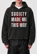 "Society" Vintage Washed Hoodie (Black)