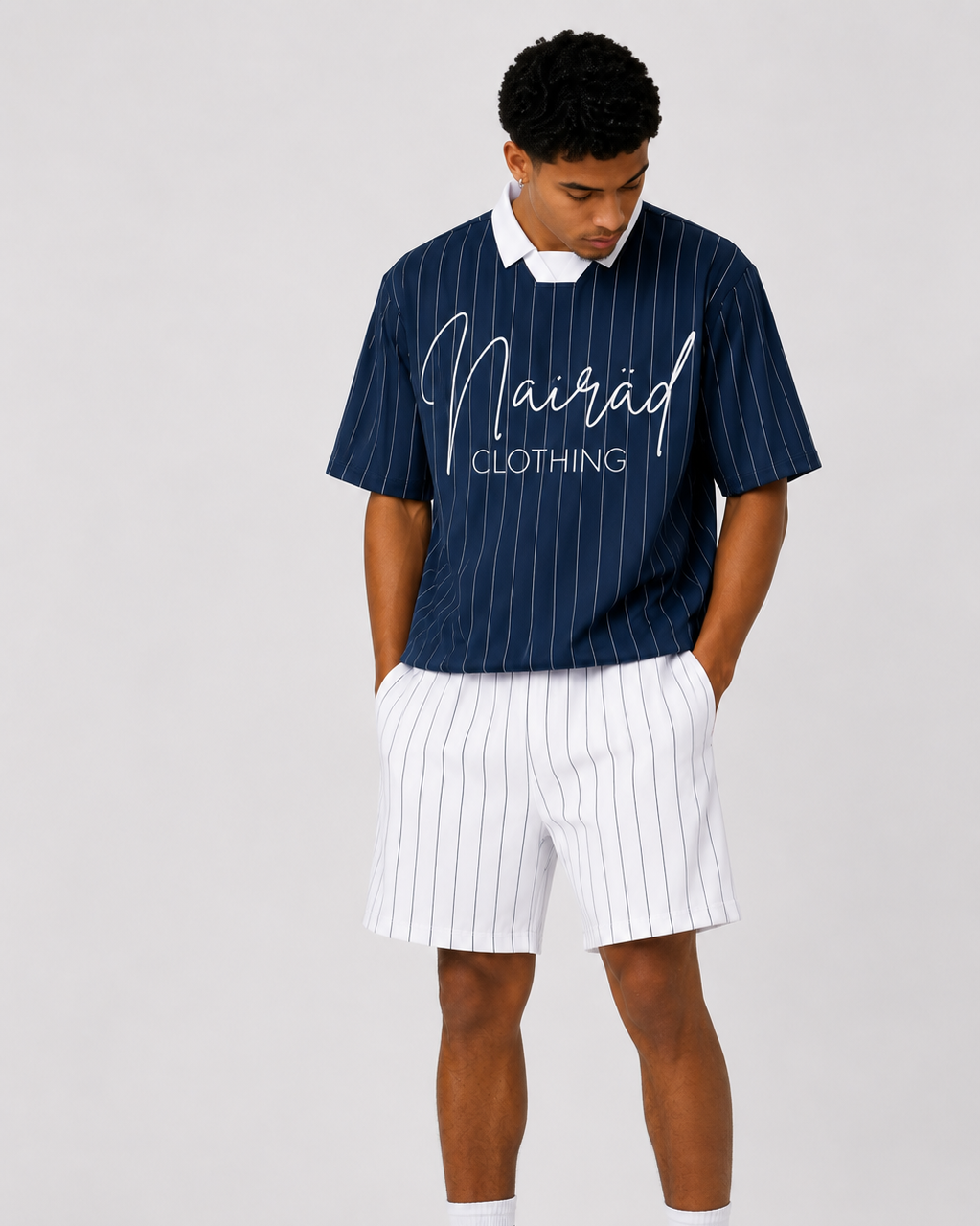 Unapologetic Pinstripe Jersey - Navy Blue