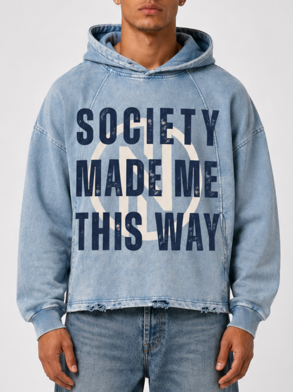 "Society" Vintage Washed Hoodie (Blue)