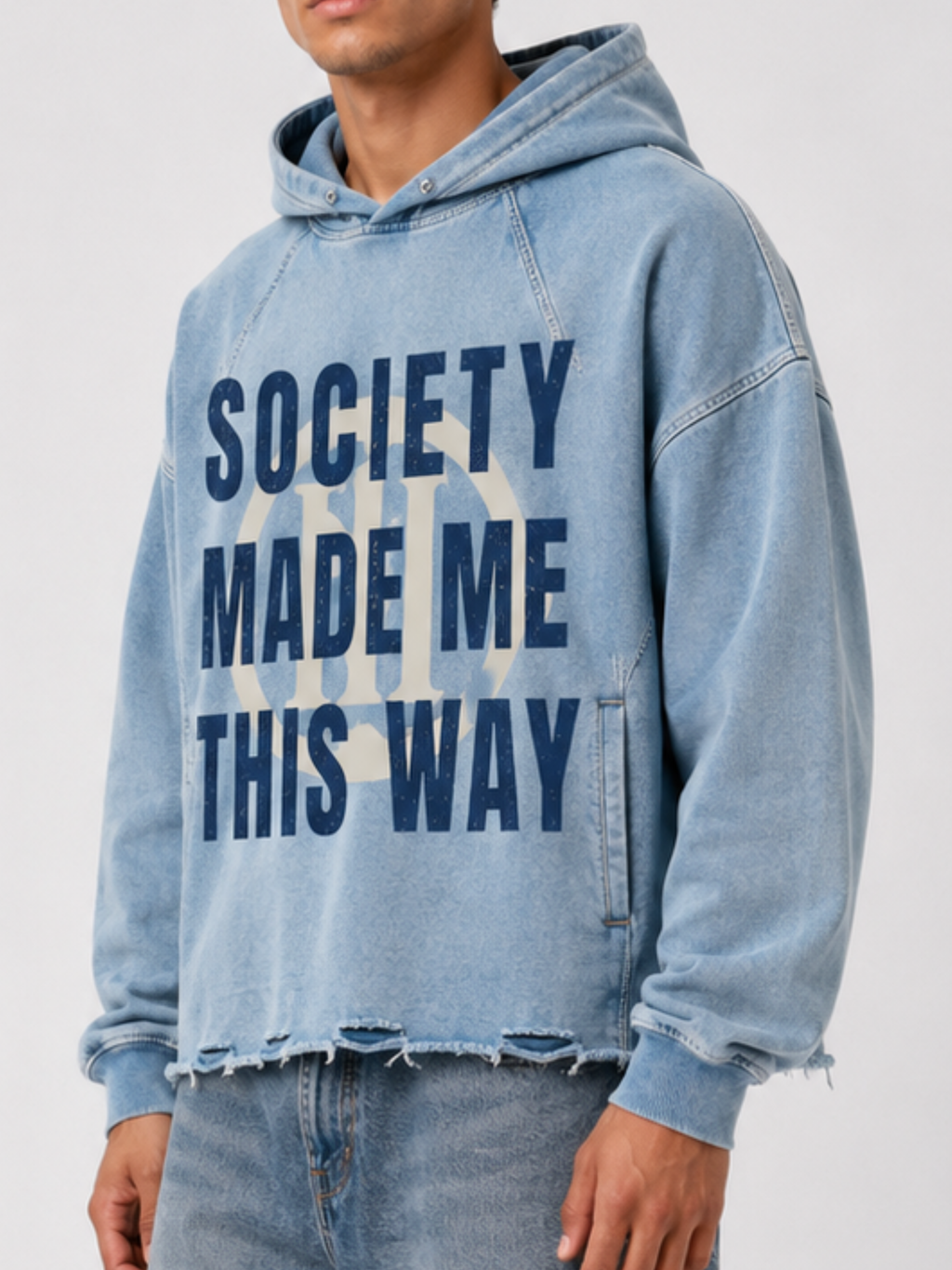 "Society" Vintage Washed Hoodie (Blue)
