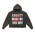 "Society" Vintage Washed Frayed-Hem Hoodie